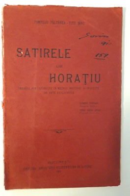 Carte veche 1911 Filosofie Satirele lui Horatiu foto