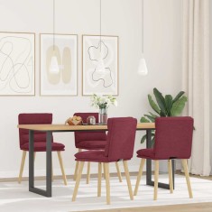 vidaXL Scaune de bucătărie, 4 buc., roșu vin, material textil