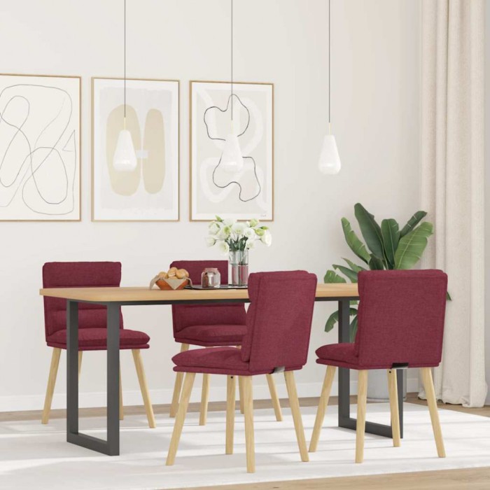 vidaXL Scaune de bucătărie, 4 buc., roșu vin, material textil