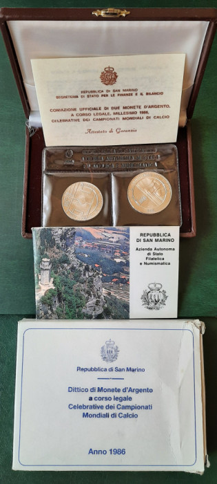 Set monede de argint - 500 si 1000 Lire 1986, San Marino - FDC - G 4022