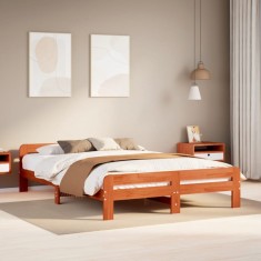 vidaXL Cadru pat fără saltea, maro ceruit, 160x200 cm, lemn masiv pin 855468