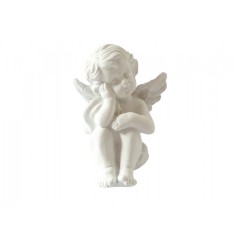 Statueta decorativa Ingeras Ganditor, Alb, 11 cm, 1225G-2