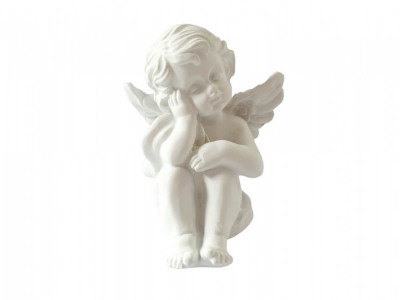 Statueta decorativa Ingeras Ganditor, Alb, 11 cm, 1225G-2 foto