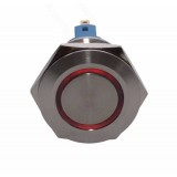 Buton prin apasare elSales ELS-PBR22, diametru 22mm, 24 Volti, lumina rosie pentru spalatorii auto,