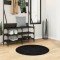 Covor pufos &quot;PAMPLONA&quot; cu fire &icirc;nalte, negru modern, &Oslash; 80 cm