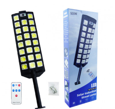 Lampa solara LED COB de exterior cu panou solar integrat, telecomanda, 150W foto