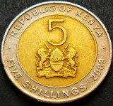 Cumpara ieftin Moneda exotica bimetal 5 SHILLINGS - KENYA, anul 2009 * cod 1685 A, Africa