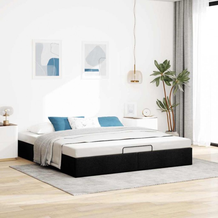 Gossi cadru de pat otoman fara saltea tesatura neagra 160x200 cm