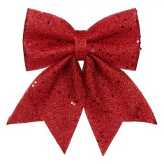 Funda Decorativa Craciun, Model Stele, Glitter Rosu, 28x19 cm