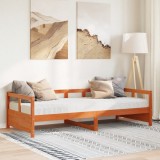 VidaXL Pat de zi cu saltea, maro ceruit, 90x200 cm, lemn masiv pin