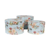 Cumpara ieftin Set 3 cutii depozitare carton multicolor Flowers &Oslash; 24x16 cm, &Oslash; 22x15 cm, &Oslash; 21x13 cm