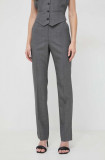 BOSS pantaloni de l&acirc;nă culoarea gri, fason chinos, high waist 50506958