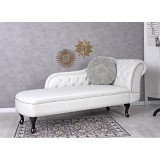 Sofa din lemn masiv negru cu tapiterie din piele alba FHA004, Paturi si seturi dormitor, Chesterfield