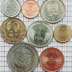 01B22 Columbia set 8 monede 1, 10, 20, 50 Centavos 1 2 5 20 Pesos 1965-1993 UNC