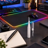 Pachet Birou si Gaming cu Mouse Pad RGB XXL, Pix Antistres si Kit Curatare, 3 Produse