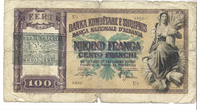 Albania 100 Franga 1940 (de ocupatie) foto