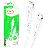 Cablu USB-C la Lightning 20W, 1m, Alb - Incarcare Rapida iPhone, iPad, AirPods - Compatibil Apple