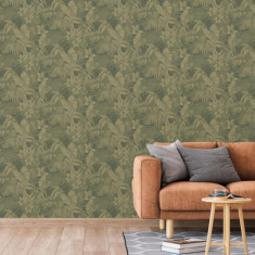 DUTCH WALLCOVERINGS Tapet „Joelle”, verde și auriu