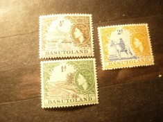 3 Timbre Basutoland col. britanica 1954 Regina Elisabeta II, val. 1/2 ,1 si 2p foto