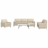 VidaXL Set canapele cu taburet și perne, 4 piese, crem, textil