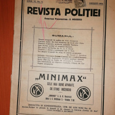 RARA - REVISTA POLITIEI AUGUST 1924 . MULTE ARTICOLE SI RECLAME ...