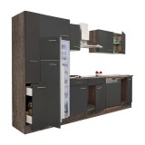 Bloc de bucatarie modular Leziter Yorki 310, 300 cm, Stejar York / Antracit Satinat