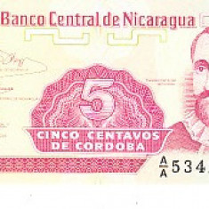 M1 - Bancnota foarte veche - Nicaragua - 5 centavos - 1991