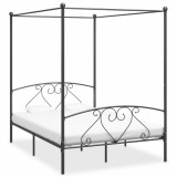 VidaXL Cadru de pat cu baldachin, gri, 160 x 200 cm, metal