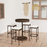 Set mobilier bar de grădină cu perne, 5 piese, maro, poliratan