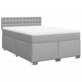 Cumpara ieftin Pat continental cu saltea, gri deschis, 160x200 cm, textil