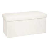 Taburet pliabil Atmosphera Ezzio cu depozitare, 76x38x38 cm, blana artificiala, alb Household NewTrend