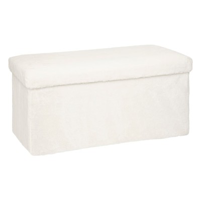 Taburet pliabil Atmosphera Ezzio cu depozitare, 76x38x38 cm, blana artificiala, alb Household NewTrend foto