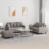 VidaXL Set de canapea cu perne, 3 piese, gri taupe, material textil