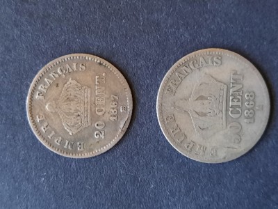 Lot 20 &amp;amp; 50 Centimes - Napoleon III, Franta, anii 1867-1868 - G 4609 foto