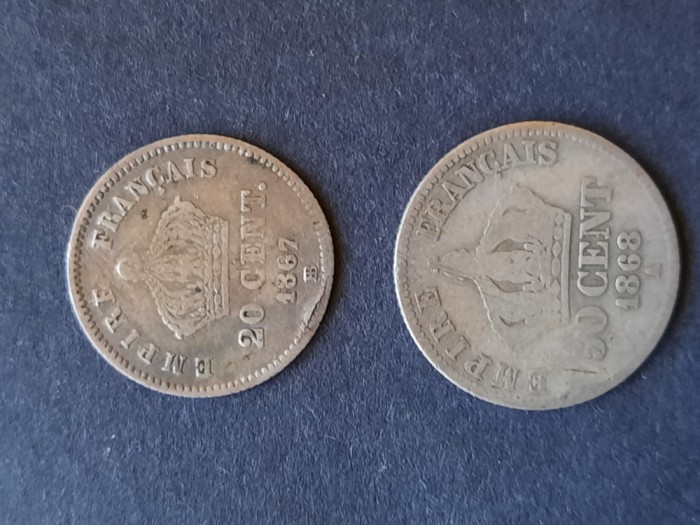 Lot 20 &amp; 50 Centimes - Napoleon III, Franta, anii 1867-1868 - G 4609