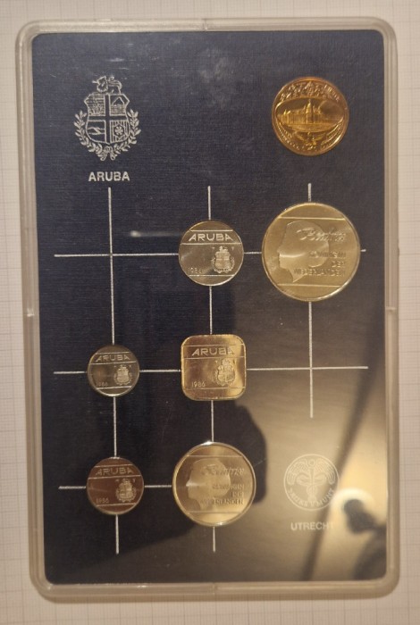 Set Monede Aruba 1986, 6 monede + 1 jeton