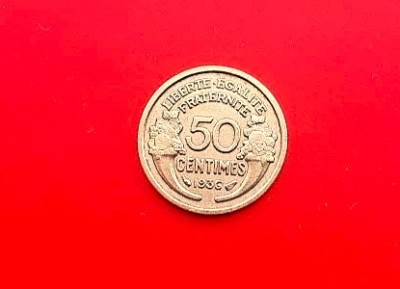 50 Centimes 1936 Franta-XF+++ Bronz-cotatie ridicata! foto