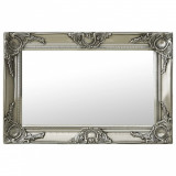 Oglindă de perete &icirc;n stil baroc, argintiu, 60 x 40 cm