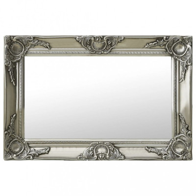 Oglindă de perete &amp;icirc;n stil baroc, argintiu, 60 x 40 cm foto