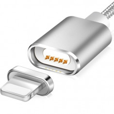 Cablu de date Magnetic Axessman pentru iPhone conector Lightning Magnetic 1m argintiu foto