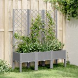 VidaXL Jardinieră de grădină cu spalier gri deschis 120x40x142 cm PP