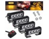 Set 4 Stroboscoape LED Auto Galbene 12V-24V, Avertizare, Flash, Controler 3 Functii