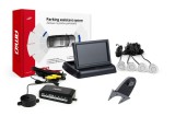 Set senzori de parcare AMiO TFT02 4,3 inch cu camera HD-502-IR, 4 senzori spate argintii, afisaj si indicator digital distanta