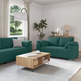 VidaXL Set canapea, 2 piese, perne verde &icirc;nchis, textil