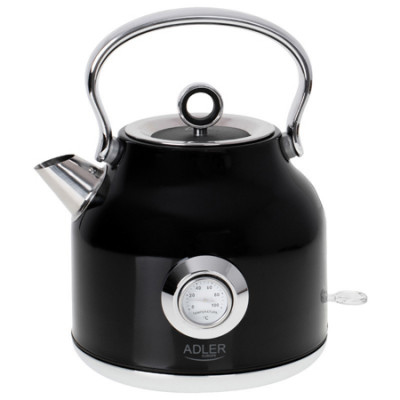 Fierbator electric clasic Adler, 1.7 l, 2200 W, inox, Negru foto