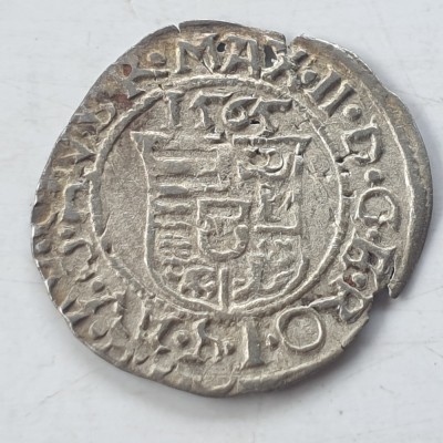 Ungaria 1 denar 1565 KB argint Maximilian ll foto
