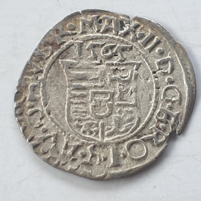 Ungaria 1 denar 1565 KB argint Maximilian ll