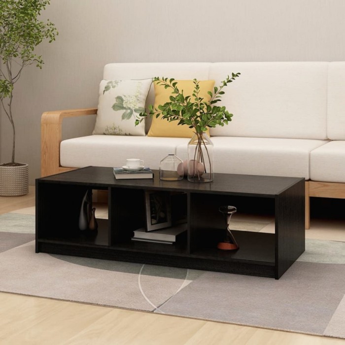 vidaXL Măsuță de cafea, negru, 110x50x34 cm, lemn masiv de pin 809916