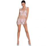PASSION - WOMAN BS090 WHITE BODYSTOCKING ONE SIZE, PASSION WOMAN