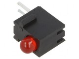 LED 3mm &icirc;n Carcasă - 1 Diode Roșie, 20mA, Lentilă Difuză 45&deg;